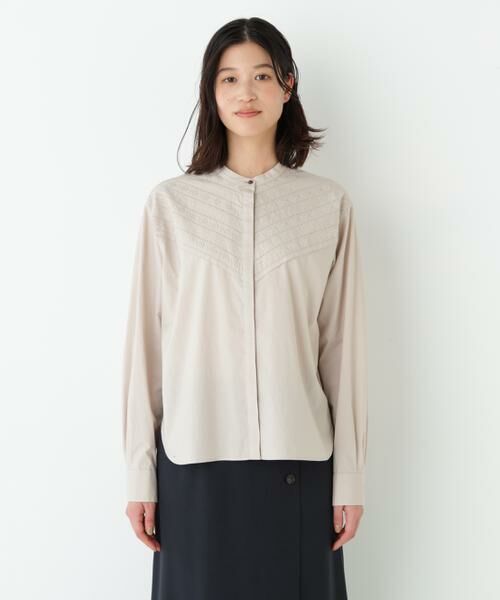 human woman / ヒューマンウーマン シャツ・ブラウス | ◆レースドッキングバンドカラーブラウス | 詳細4
