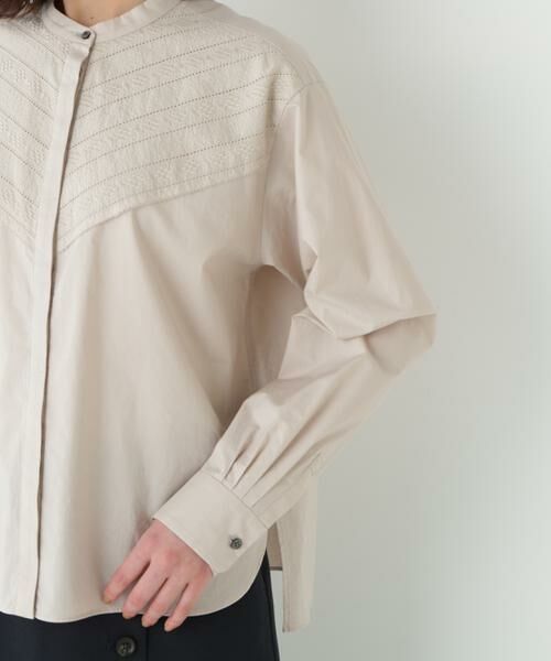 human woman / ヒューマンウーマン シャツ・ブラウス | ◆レースドッキングバンドカラーブラウス | 詳細8