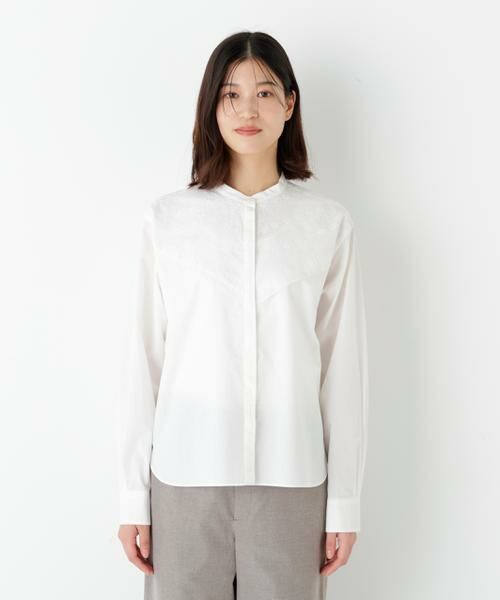human woman / ヒューマンウーマン シャツ・ブラウス | ◆レースドッキングバンドカラーブラウス | 詳細16