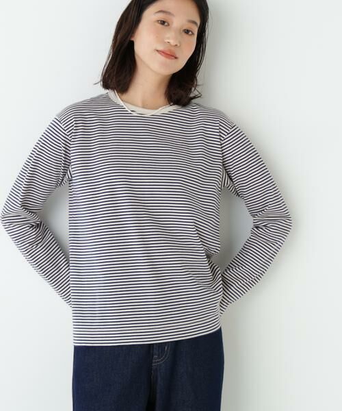 human woman / ヒューマンウーマン カットソー | マルチボーダーロンＴ（ホワイトボーダー3）