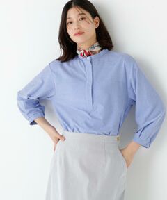 human woman / ヒューマンウーマン カットソー | ◆鹿の子ジャージーバンドカラープルオーバー