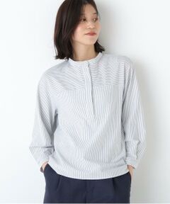 human woman / ヒューマンウーマン カットソー | ◆鹿の子ジャージーバンドカラープルオーバー