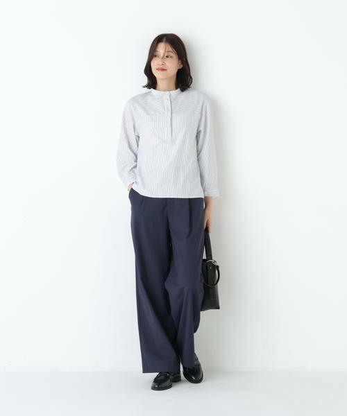 human woman / ヒューマンウーマン カットソー | ◆鹿の子ジャージーバンドカラープルオーバー | 詳細9