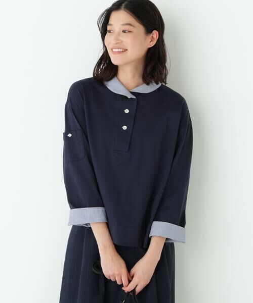 human woman / ヒューマンウーマン カットソー | ◆ＣＯＯＬＭＡＸプレーティング天竺（ネイビー）