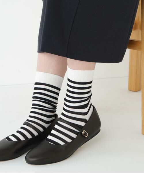 human woman / ヒューマンウーマン ソックス | ◆ＭＡＲＣＯＭＯＮＤＥ　ボーダーソックス（ブラック×ホワイト3）