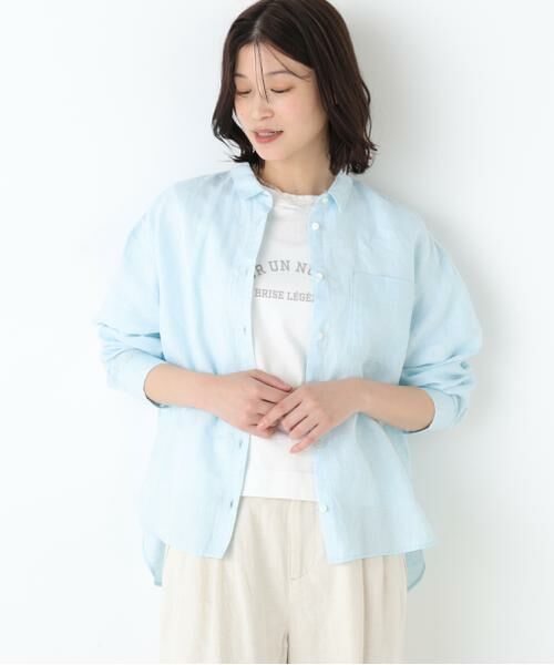 human woman / ヒューマンウーマン シャツ・ブラウス | ハードマンリネンシャツ（ライトブルー）