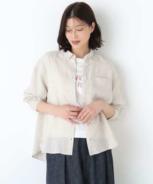 human woman / ヒューマンウーマン シャツ・ブラウス | ハードマンリネンシャツ（グレージュ2）