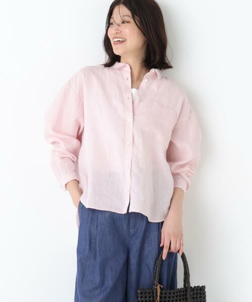 human woman / ヒューマンウーマン シャツ・ブラウス | ハードマンリネンシャツ（ピンク）