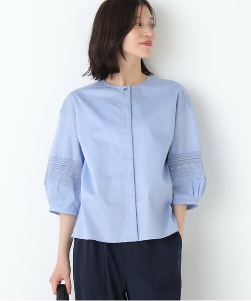 human woman / ヒューマンウーマン シャツ・ブラウス | ◆レースドッキングクルーネックブラウス | 詳細2