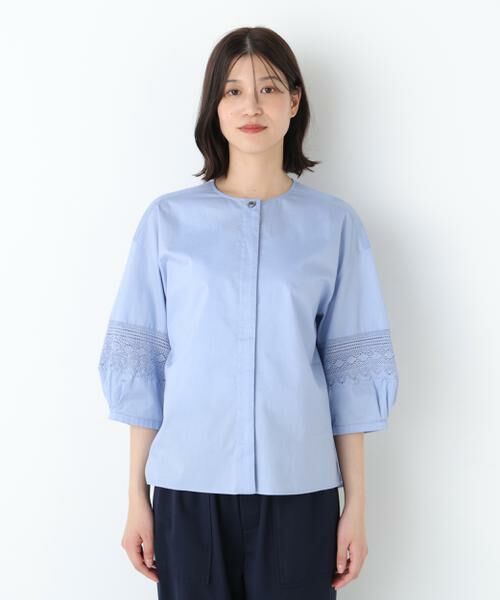 human woman / ヒューマンウーマン シャツ・ブラウス | ◆レースドッキングクルーネックブラウス | 詳細4
