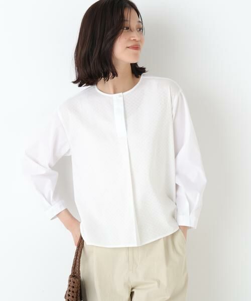 human woman / ヒューマンウーマン シャツ・ブラウス | ◆カラミレーススキッパーブラウス（ホワイト）