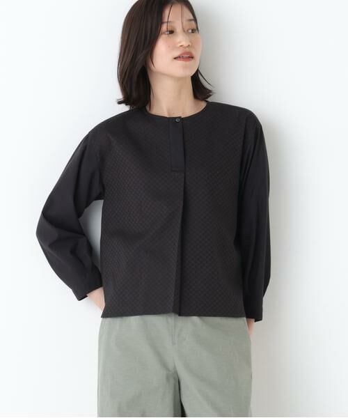 human woman / ヒューマンウーマン シャツ・ブラウス | ◆カラミレーススキッパーブラウス（ブラック）