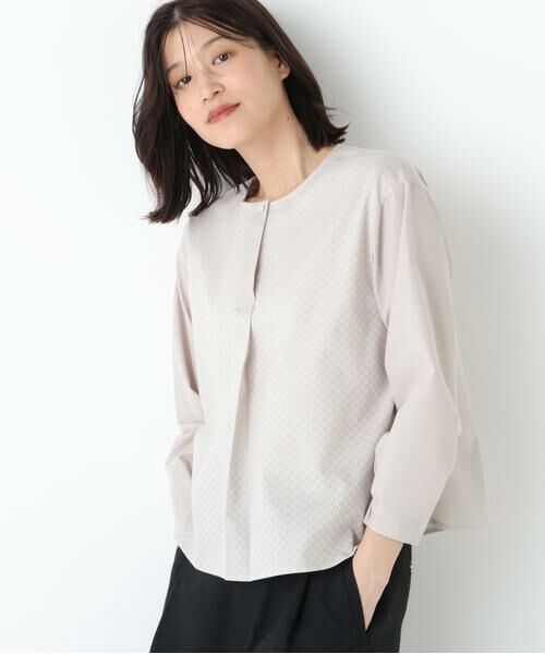 human woman / ヒューマンウーマン シャツ・ブラウス | ◆カラミレーススキッパーブラウス（ベージュ）