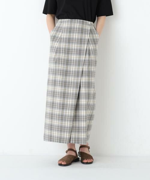 human woman / ヒューマンウーマン スカート | ◆ラップライクチェックスカート（グレーチェック3）