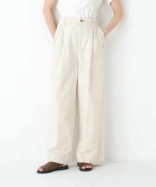 human woman / ヒューマンウーマン パンツ | ◆綿麻ライトオンスデニムワイドパンツ（キナリ1）