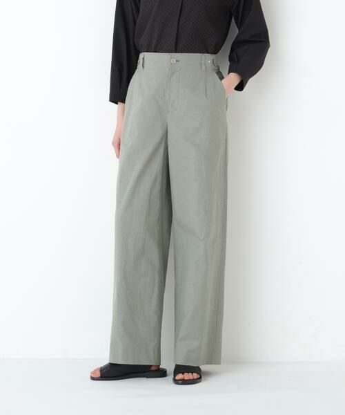 human woman / ヒューマンウーマン パンツ | ◆綿麻シャンブレーセミワイドパンツ(カーキ)