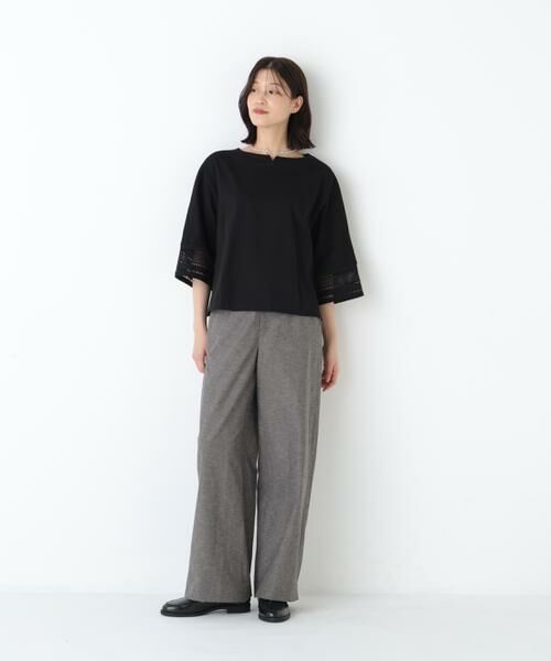 human woman / ヒューマンウーマン パンツ | ◆綿麻シャンブレーセミワイドパンツ | 詳細15