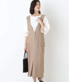 human woman / ヒューマンウーマン ワンピース | ◆ドライタッチリネン混ジャンスカ