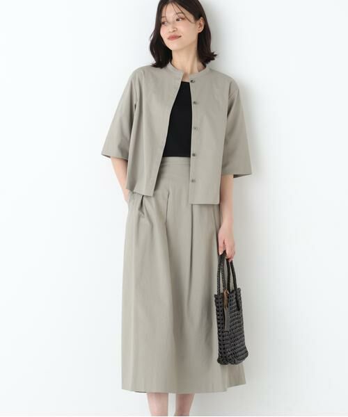 human woman / ヒューマンウーマン ワンピース | ◆リネン混ストレッチタンブラーセットアップ(カーキ)