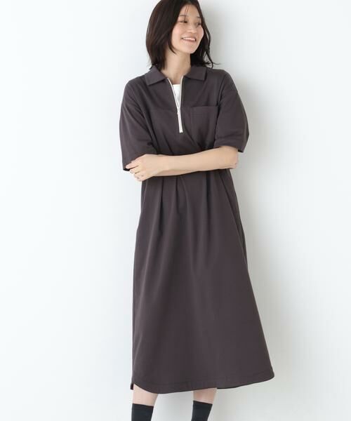 human woman / ヒューマンウーマン ワンピース | ◆ハーフジップカットソーワンピース | 詳細2