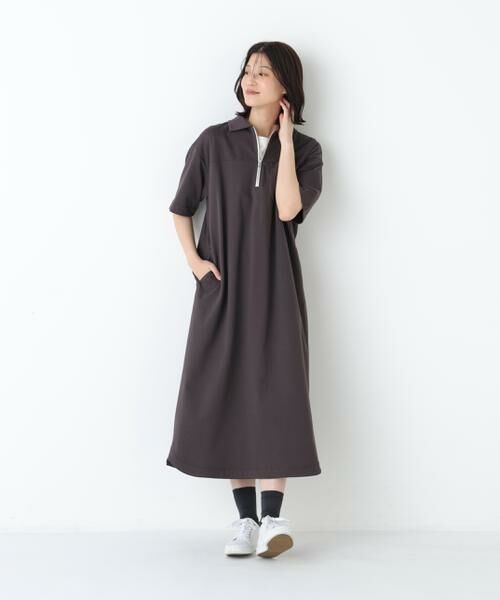 human woman / ヒューマンウーマン ワンピース | ◆ハーフジップカットソーワンピース | 詳細3