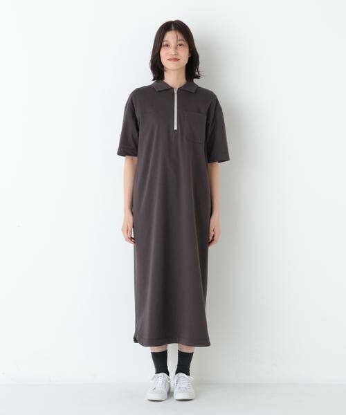 human woman / ヒューマンウーマン ワンピース | ◆ハーフジップカットソーワンピース | 詳細4
