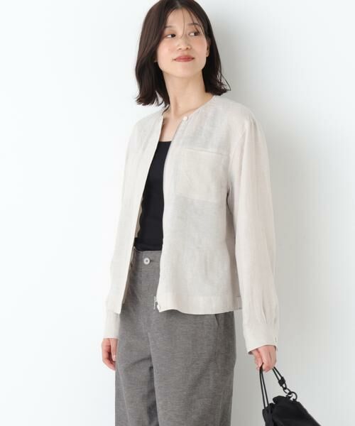 human woman / ヒューマンウーマン ブルゾン | ハードマンリネンノーカラーブルゾン | 詳細2