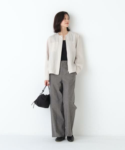 human woman / ヒューマンウーマン ブルゾン | ハードマンリネンノーカラーブルゾン | 詳細3
