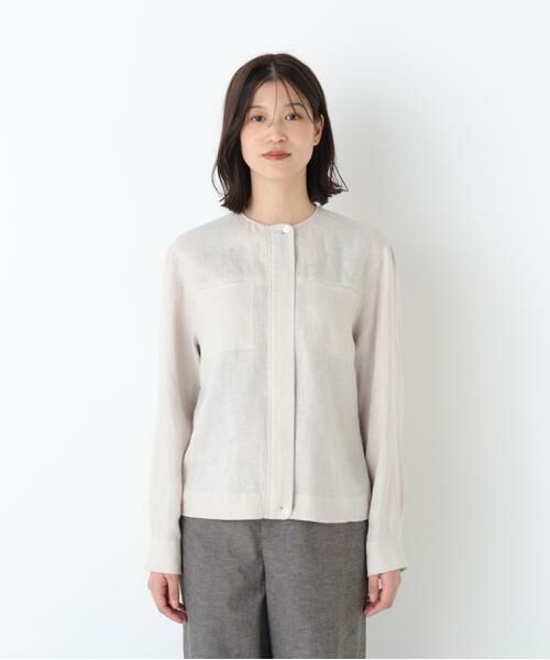 human woman / ヒューマンウーマン ブルゾン | ハードマンリネンノーカラーブルゾン | 詳細4