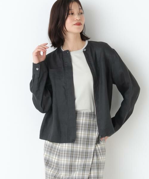 human woman / ヒューマンウーマン ブルゾン | ハードマンリネンノーカラーブルゾン | 詳細12