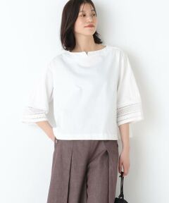 human woman / ヒューマンウーマン カットソー | ◆袖レース強撚糸ＴＯＰＳ