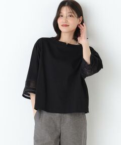 human woman / ヒューマンウーマン カットソー | ◆袖レース強撚糸ＴＯＰＳ
