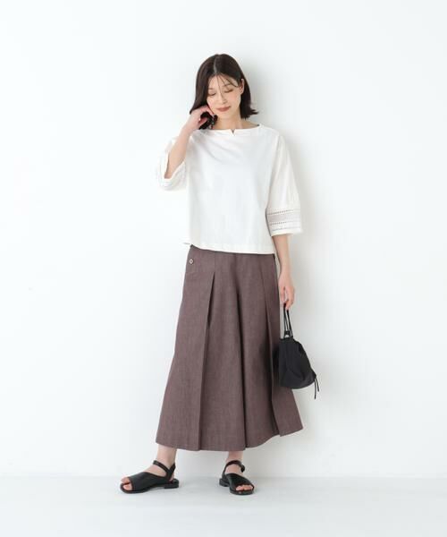 human woman / ヒューマンウーマン カットソー | ◆袖レース強撚糸ＴＯＰＳ | 詳細2