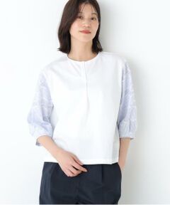 human woman / ヒューマンウーマン カットソー | ◆カットジャガードストライプトップス