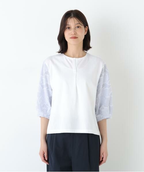 human woman / ヒューマンウーマン カットソー | ◆カットジャガードストライプトップス | 詳細4