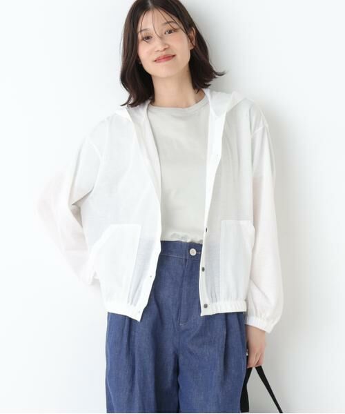 human woman / ヒューマンウーマン カットソー | ◆シアー天竺フーディーハオリ（ホワイト）