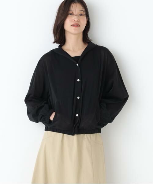 human woman / ヒューマンウーマン カットソー | ◆シアー天竺フーディーハオリ（ブラック）