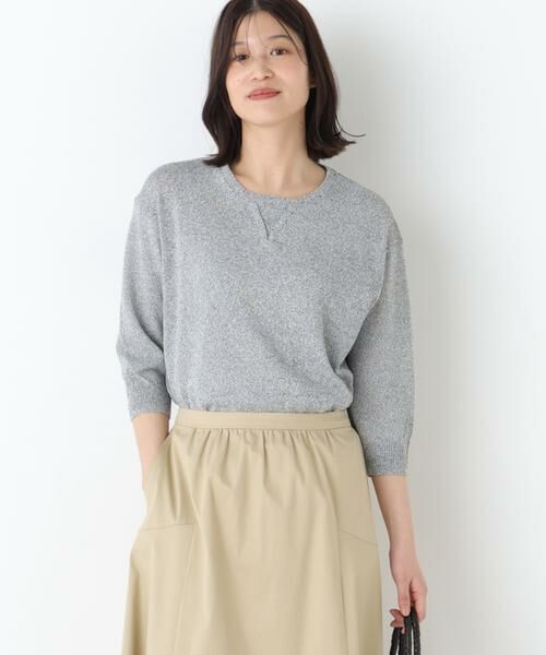 human woman / ヒューマンウーマン ニット・セーター | ペーパーヤーンクルーネックＰ／Ｏ（ネイビーゾッキ）