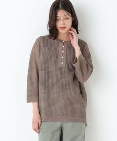human woman / ヒューマンウーマン ニット・セーター | ◆コットンポリエステルシアーチェックチュニックプルオーバー