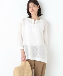 human woman / ヒューマンウーマン ニット・セーター | ◆コットンポリエステルシアーチェックチュニックプルオーバー