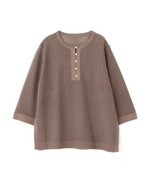 human woman / ヒューマンウーマン ニット・セーター | ◆コットンポリエステルシアーチェックチュニックプルオーバー | 詳細1