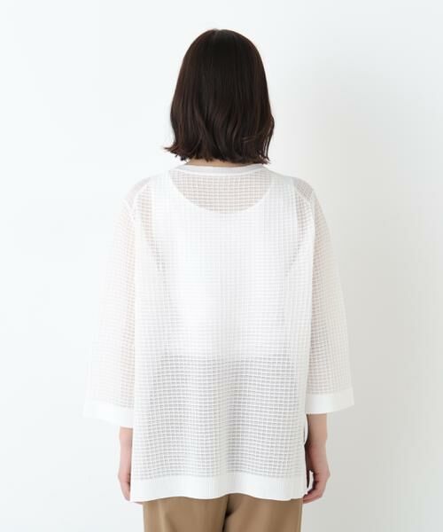human woman / ヒューマンウーマン ニット・セーター | ◆コットンポリエステルシアーチェックチュニックプルオーバー | 詳細9