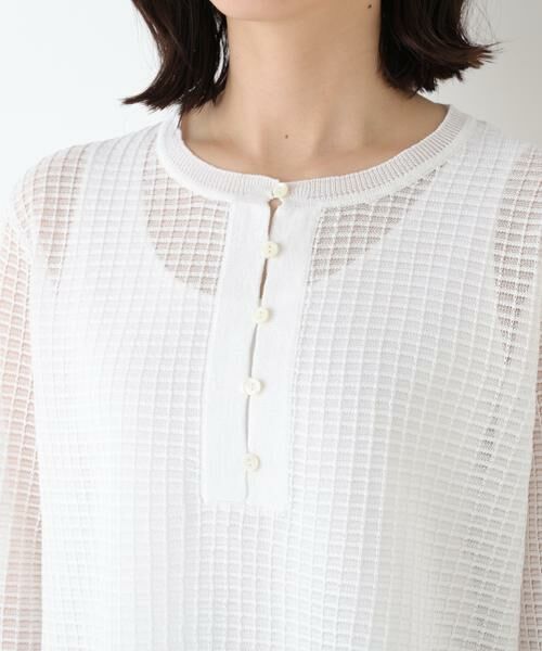 human woman / ヒューマンウーマン ニット・セーター | ◆コットンポリエステルシアーチェックチュニックプルオーバー | 詳細10