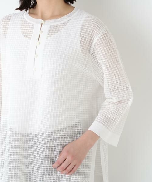 human woman / ヒューマンウーマン ニット・セーター | ◆コットンポリエステルシアーチェックチュニックプルオーバー | 詳細11