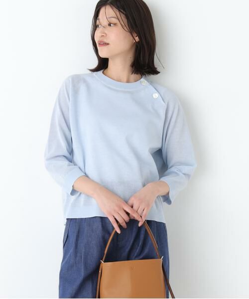 human woman / ヒューマンウーマン ニット・セーター | ◆ハイゲージニット６分袖ボタンプルオーバー | 詳細2