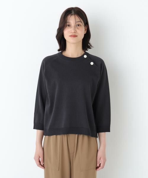 human woman / ヒューマンウーマン ニット・セーター | ◆ハイゲージニット６分袖ボタンプルオーバー | 詳細8