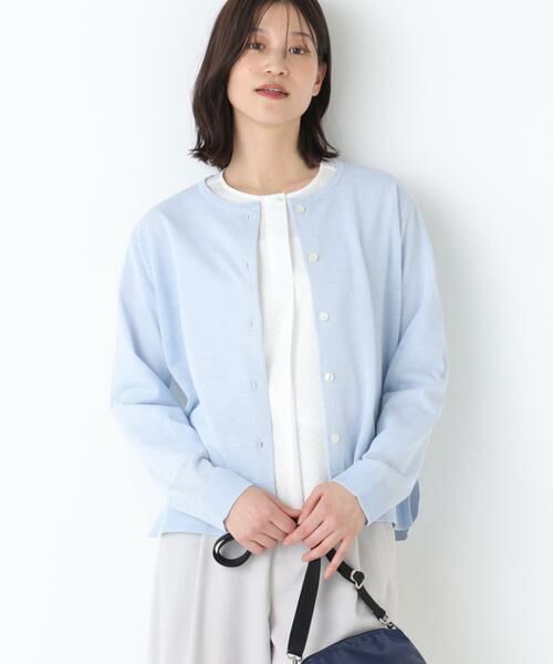 human woman / ヒューマンウーマン ニット・セーター | ◆クルーネックニットカーディガン（ブルー）