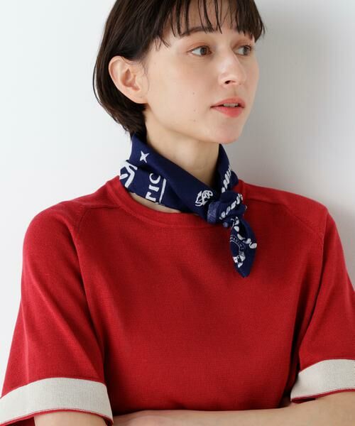 human woman / ヒューマンウーマン マフラー・ショール・スヌード・ストール | ＮＡＴＩＣ　ガーゼアンカーロープ柄（ネイビー）