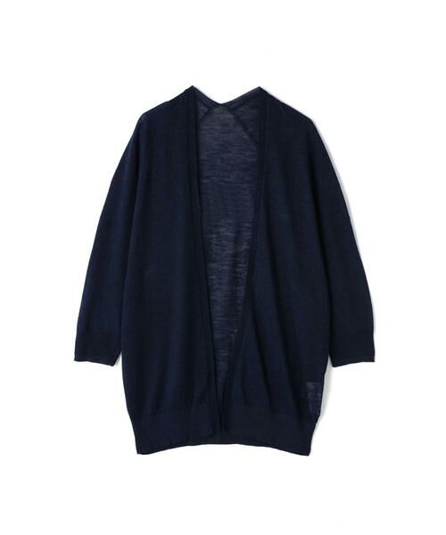 human woman / ヒューマンウーマン ニット・セーター | ラミーハイゲージ長丈はおり（ネイビー）