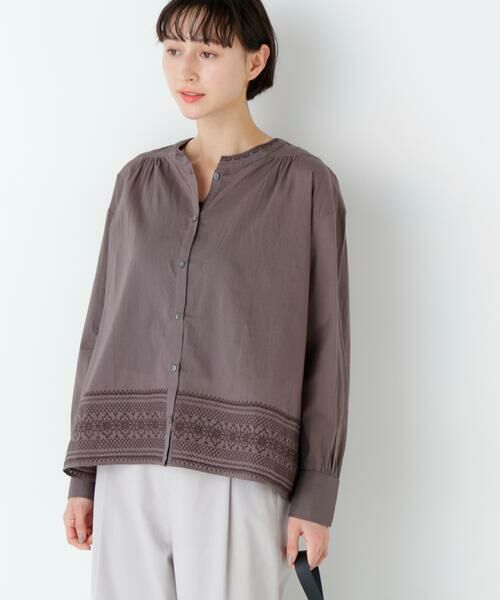 human woman / ヒューマンウーマン シャツ・ブラウス | インド刺繍ノーカラーブラウス | 詳細2